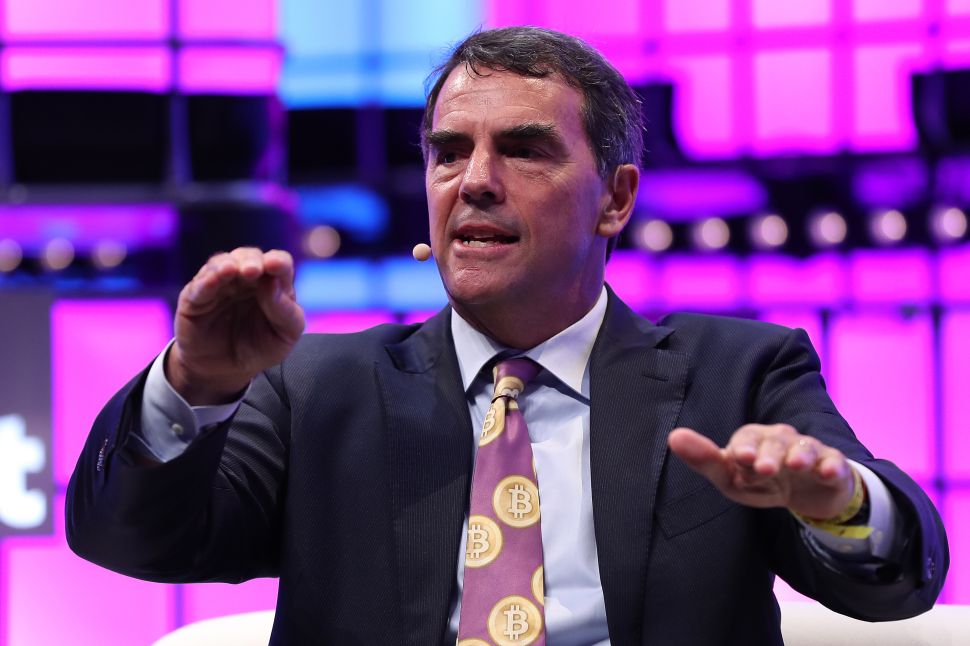 Tim Draper at the Web Summit 2018 in Lisbon, Portugal on November 6, 2018 wearing a "Bitcoin tie."