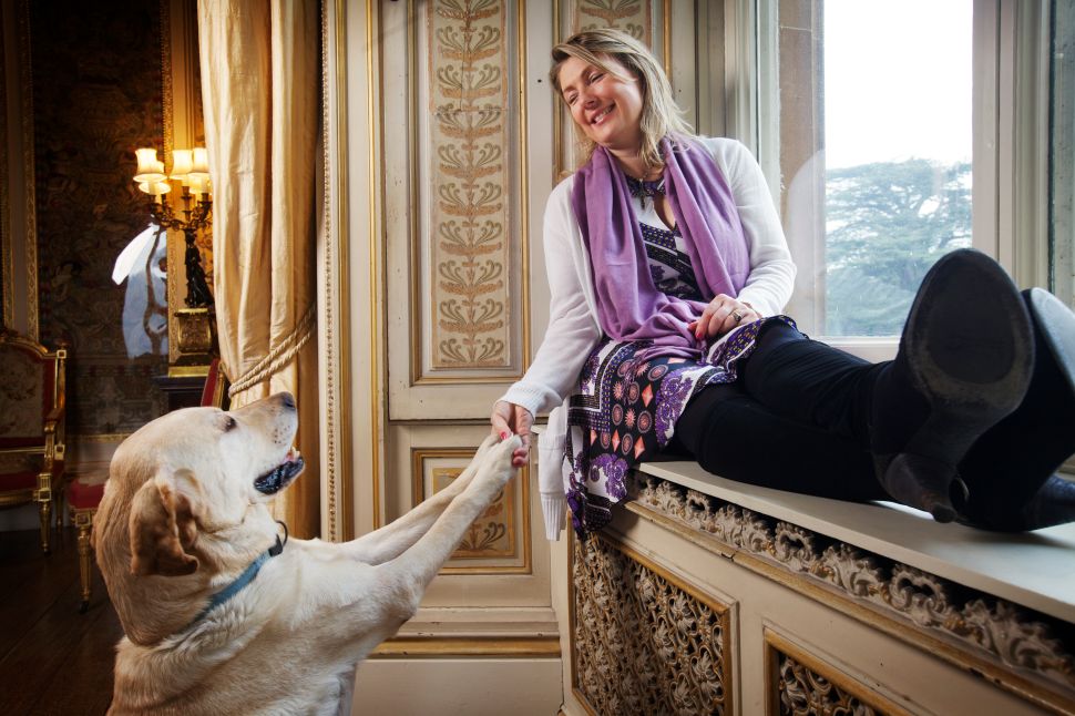 Lady Carnarvon relaxes in the music room of Highclere Castle.