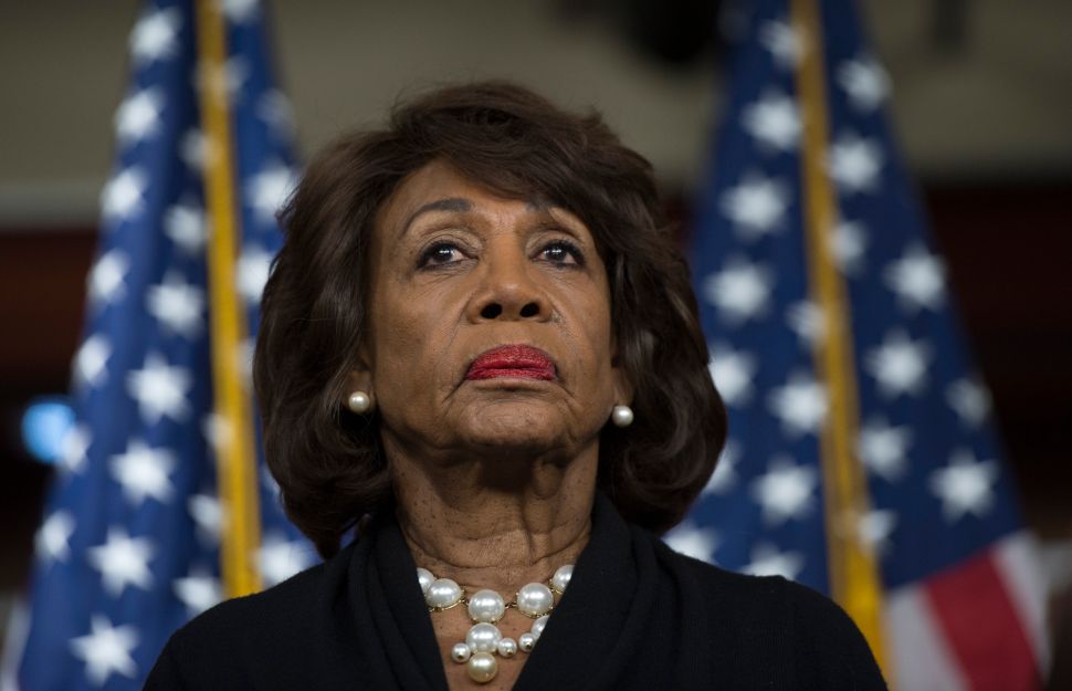 US Representative Maxine Waters (D-CA) speaking to reports regarding the Russia investigation, in Washington, D.C., January, 2018.