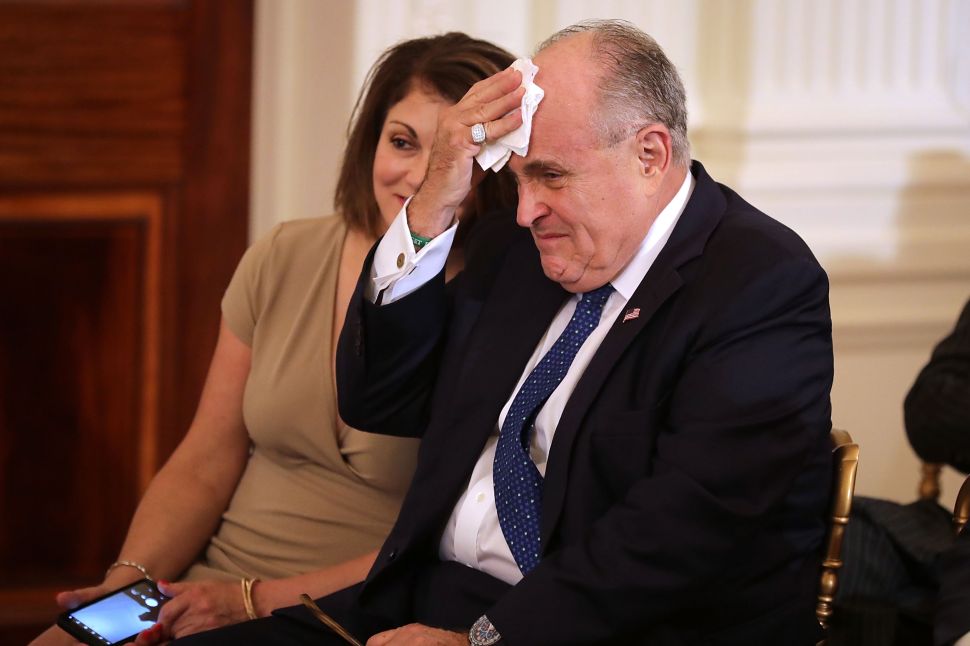 Rudy Giuliani and soon-to-be ex-wife Judith Giuliani in the East Room of the White House, July, 2018.