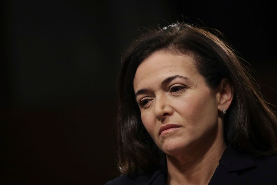 Facebook chief operating officer Sheryl Sandberg testifies during a Senate Intelligence Committee hearing concerning foreign influence operations' use of social media platforms on September 5, 2018.