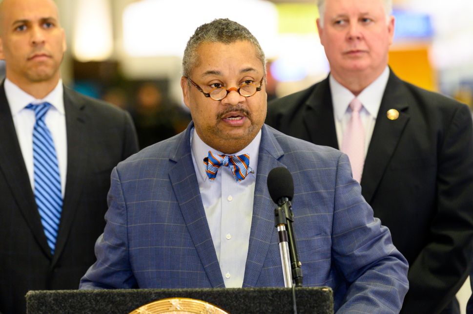 NEWARK, NJ, UNITED STATES - 2019/01/08: U.S. Representative Donald Payne, Jr. (D-NJ) seen speaking at a news conference at Newark Liberty International Airport to demand an end to the partial government shutdown leaving thousands of federal workers in New Jersey without pay and to highlight the impacts of lost services being felt statewide. At Newark Liberty International Airport in Newark, New Jersey.
