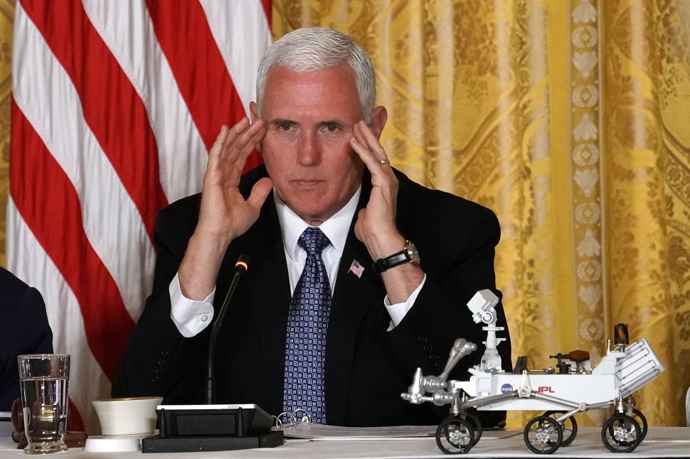 Vice President Mike Pence speaks during a meeting of the National Space Council at the East Room of the White House.