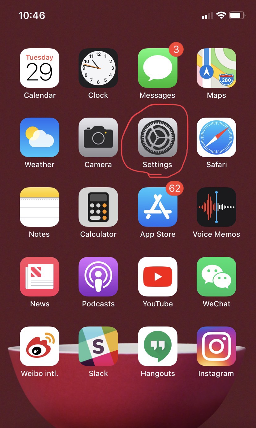 1) Open the Setting app.