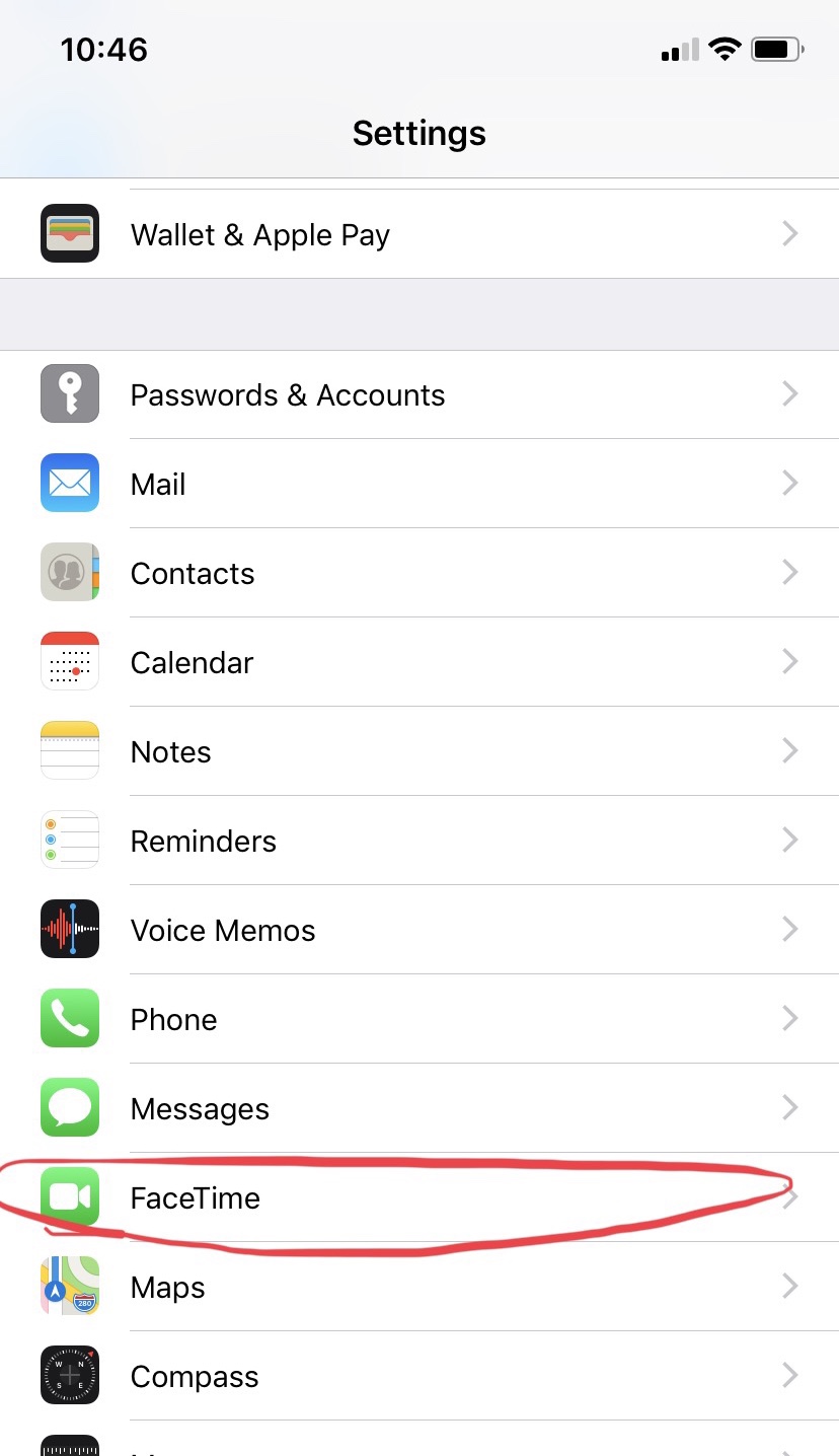 Select FaceTime.