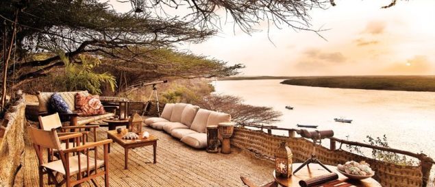 An outdoor lounge area at Mike's Camp.