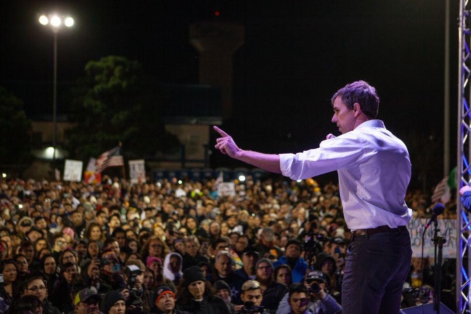 Former candidate for U.S. Senate Beto O'Rourke speaks to thousands of people gathered to protest a U.S.-Mexico border wall being pushed by President Donald Trump on February 11, 2019 in El Paso, Texas.