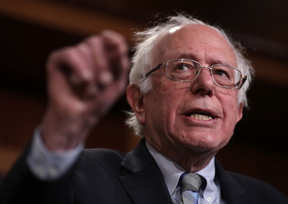 Sen. Bernie Sanders (I-Vt.) speaks during a press conference at the U.S. Capitol.