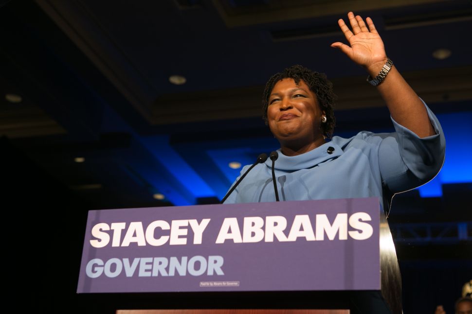 Democratic Gubernatorial candidate Stacey Abrams addresses supporters at an election watch party on November 6, 2018 in Atlanta, Georgia.