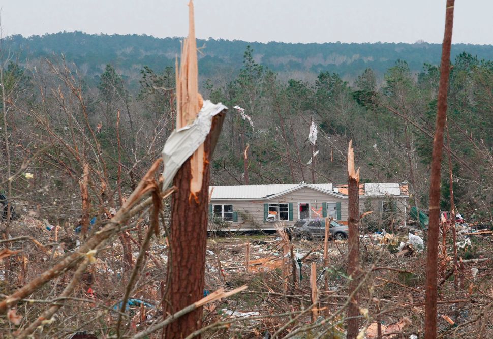 Damage is seen from a tornado which killed at least 23 people in Beauregard, Alabama on March 4, 2019.