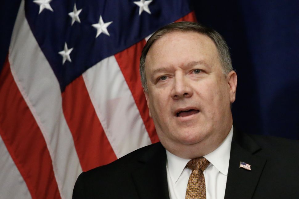 US Secretary of State Mike Pompeo speaks during a press conference.