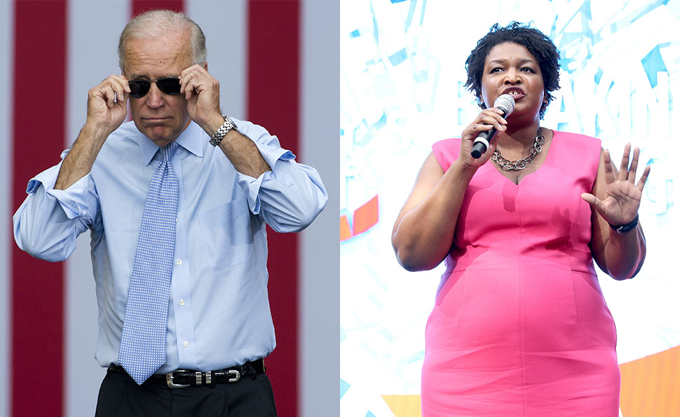 Former Vice President Joe Biden (L) and Georgia gubernatorial nominee Stacey Abrams (R).