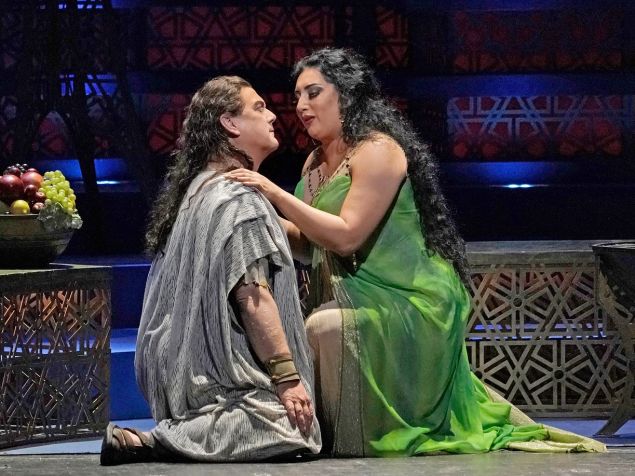 Dalila (Anita Rachvelishvili, right) turns on the charm for Samson (Gregory Kunde).