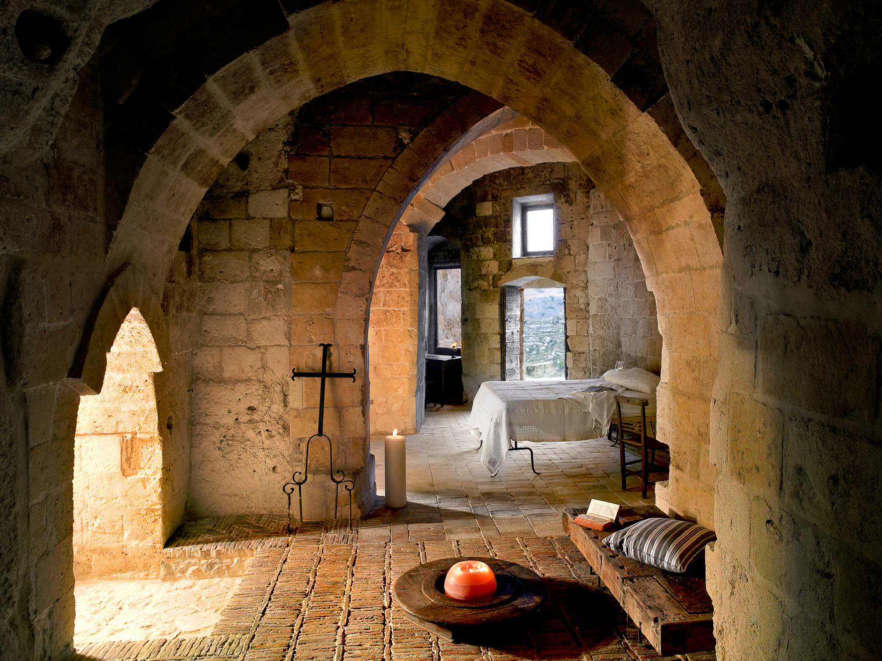 A luxe cave room at Sextantio Le Grotte della Civita