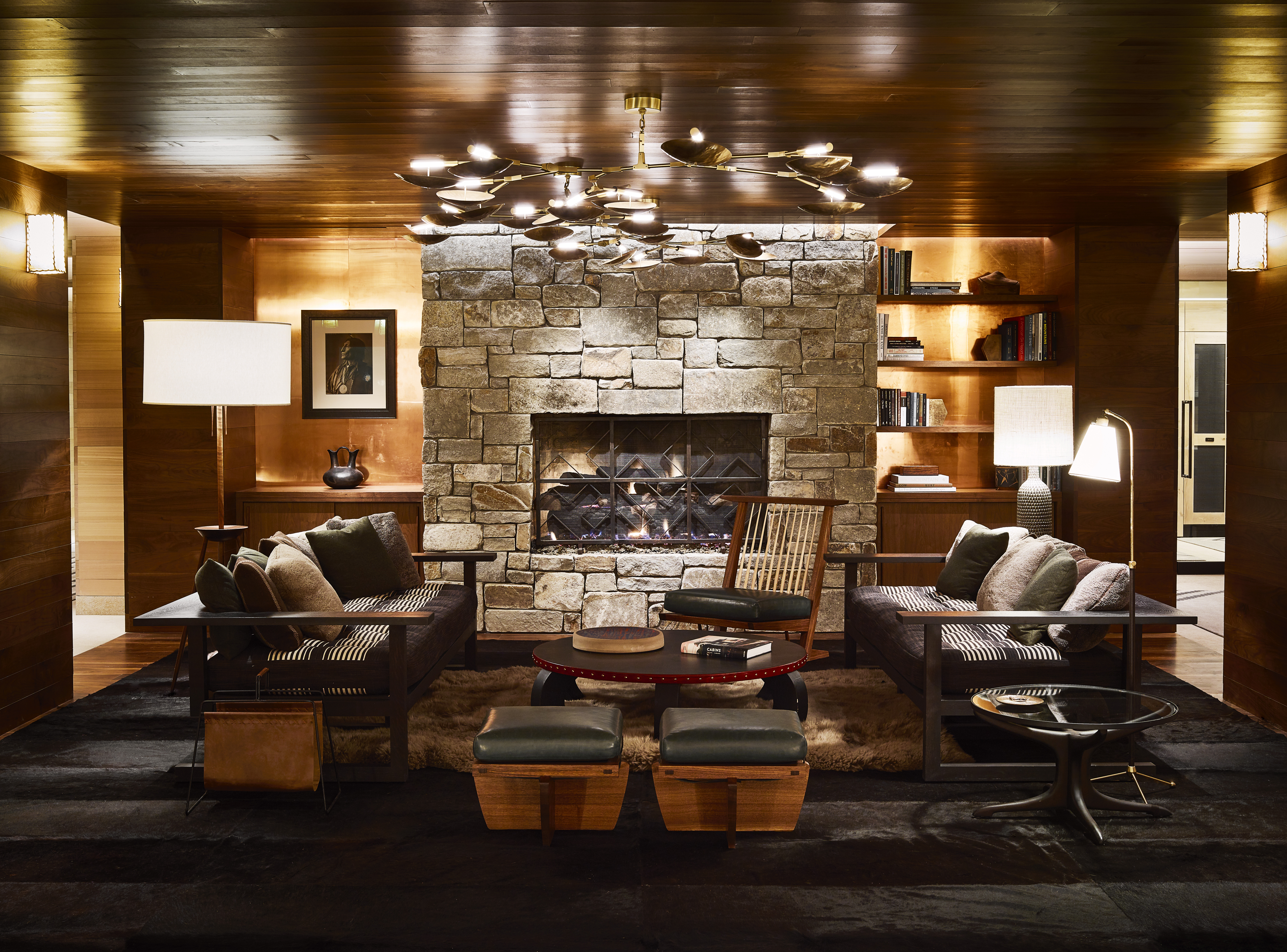 The lobby of Caldera House in Jackson Hole.