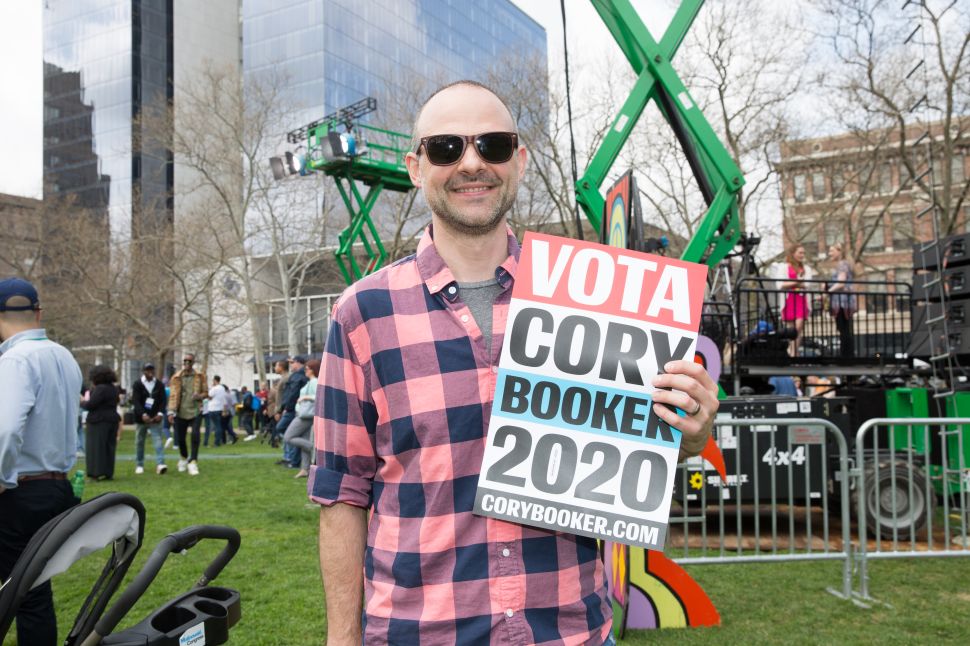 Patrick Bevilecqua at the Cory Booker "Justice For All" Kickoff Tour in Newark, N.J. on April 13, 2019.