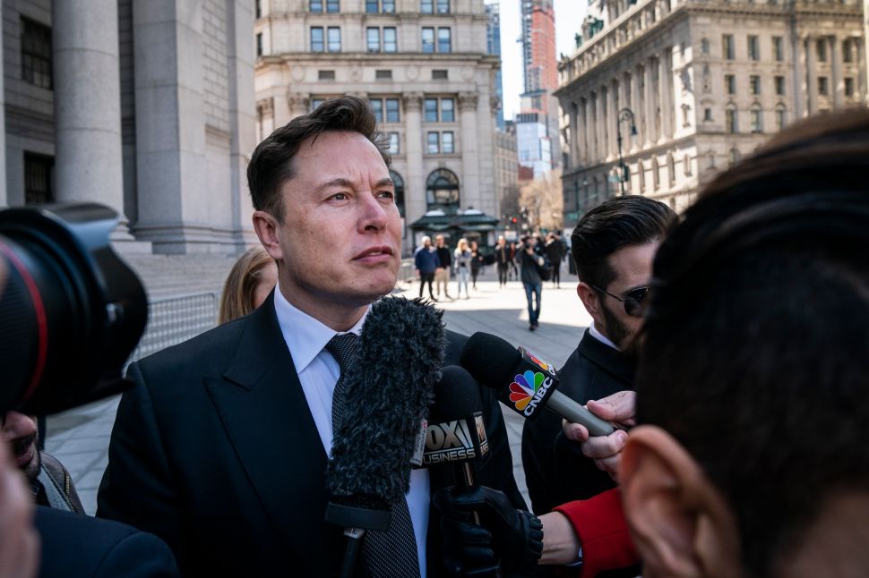 Elon Musk arrives at federal court in New York City on April 4.