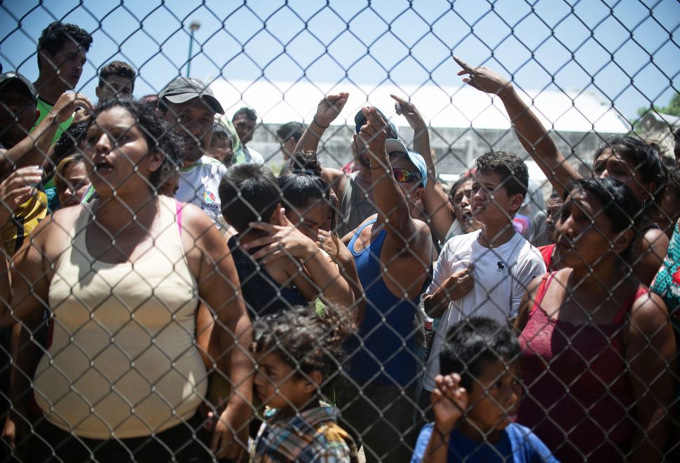 Central American migrants heading in a caravan to the U.S.