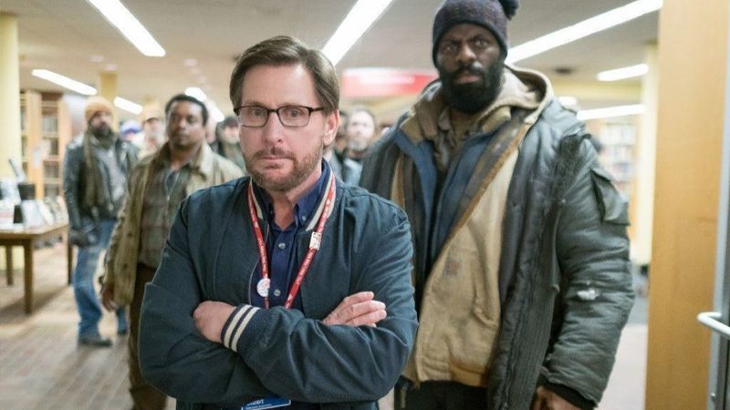 Emilio Estevez and Stuart Goodson in The Public.