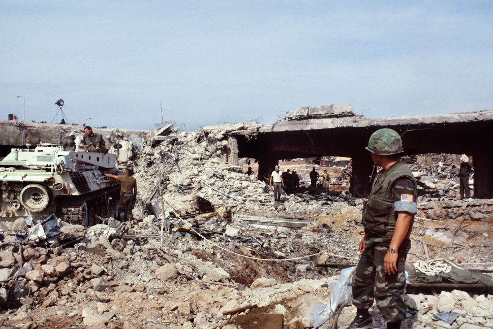 U.S. Marines search for victims after the terrorist attack that killed 241 American soldiers on October 23, 1983 in Beirut.