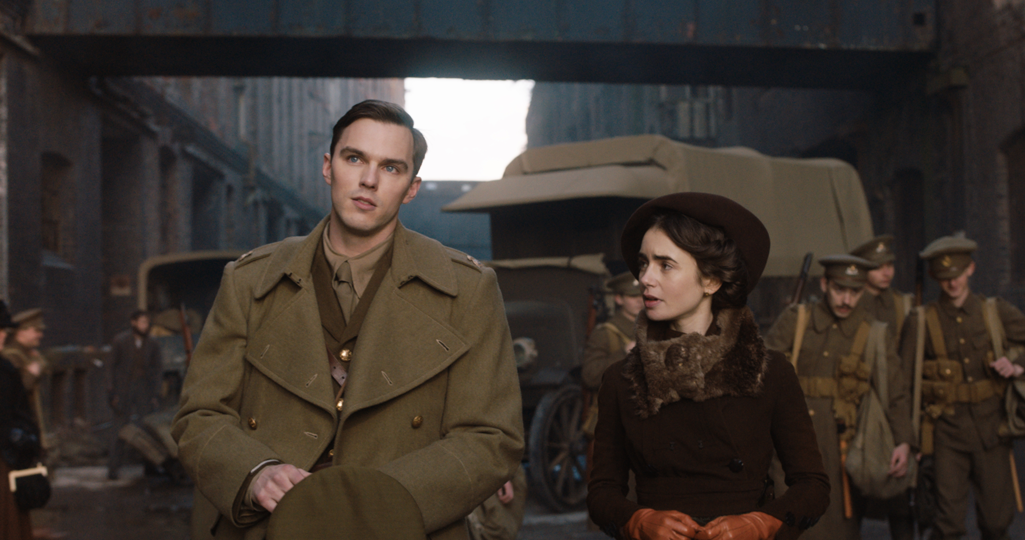 Nicholas Hoult and Lily Collins in Tolkien.