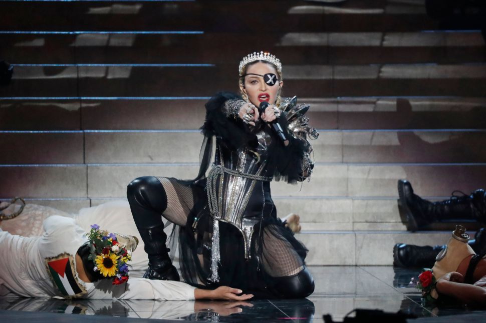 Madonna performing at Eurovision in Tel Aviv.