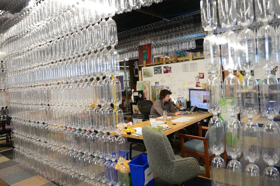 Tom Szaky works in his office at the TerraCycle's headquarters in Trenton, New Jersey.