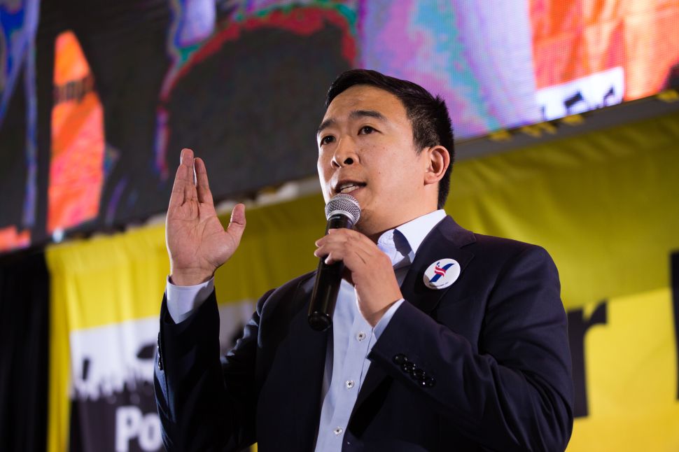 Andrew Yang speaks at the Poor People's Moral Action Congress at Trinity University in Washington D.C.