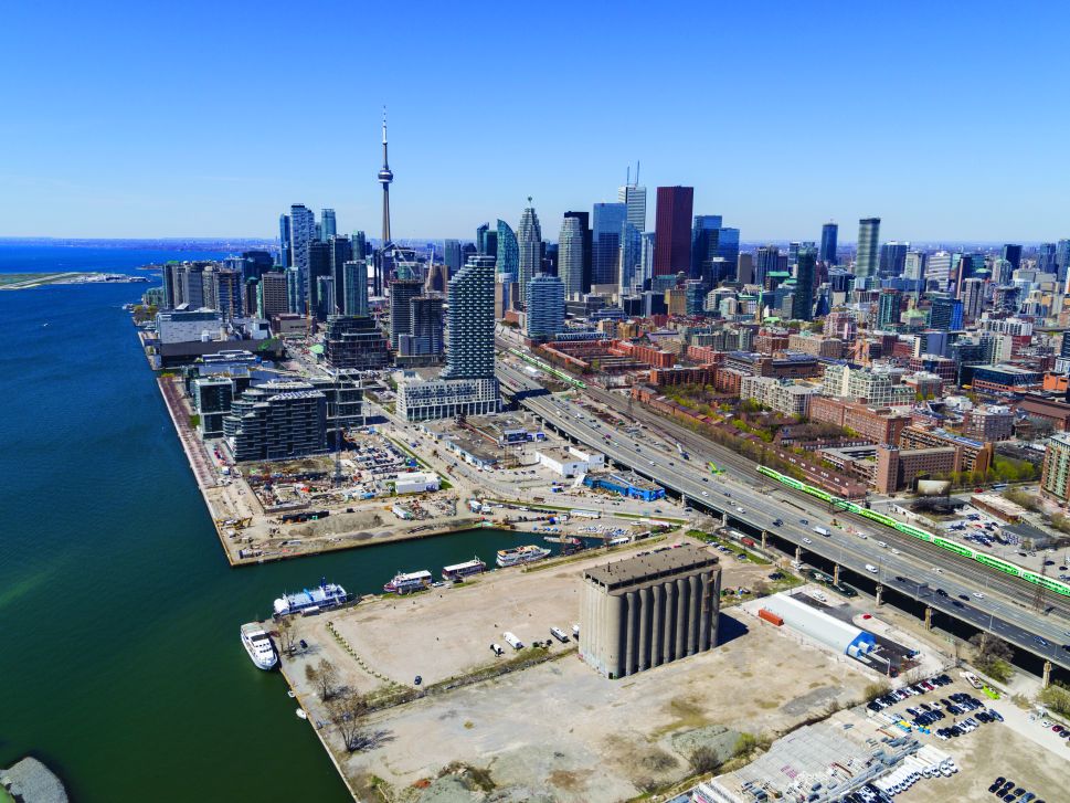 Aerial view of Toronto's Quayside neighborhood.