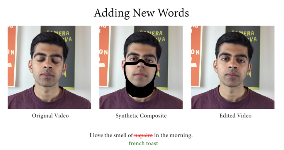 New software allows you to change, edit and remove words coming out of a person’s mouth on video by simply typing in the text.