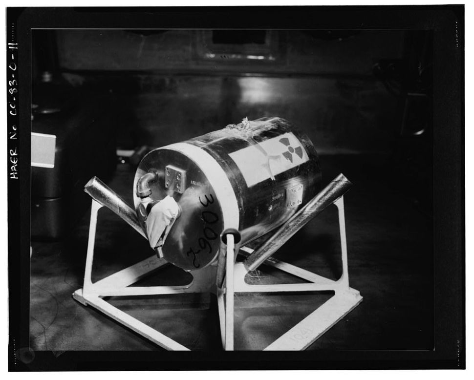 View of a site return weapons component at the Rocky Flats Plant in 1962.