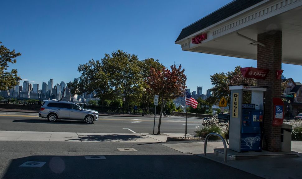 A car pass by a Exxon mobile gas station on October 25, 2018 in Weehawken New Jersey.