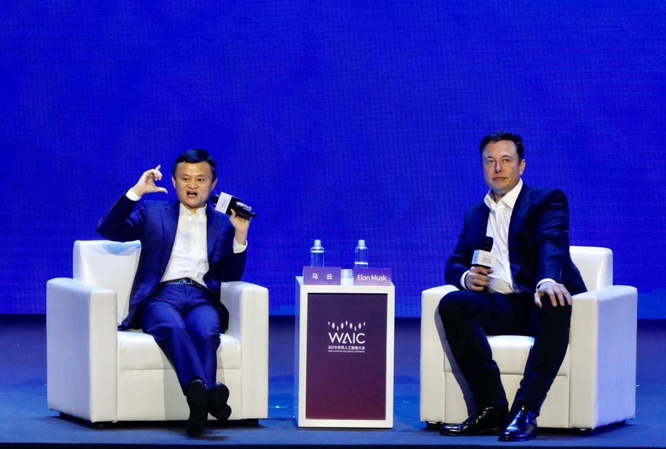 Alibaba founder Jack Ma and Tesla CEO Elon Musk meet in Shanghai, China on August 29.