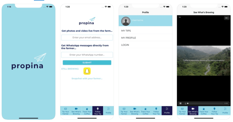 The Propina app connects customers directly with the farmers producing their coffee.