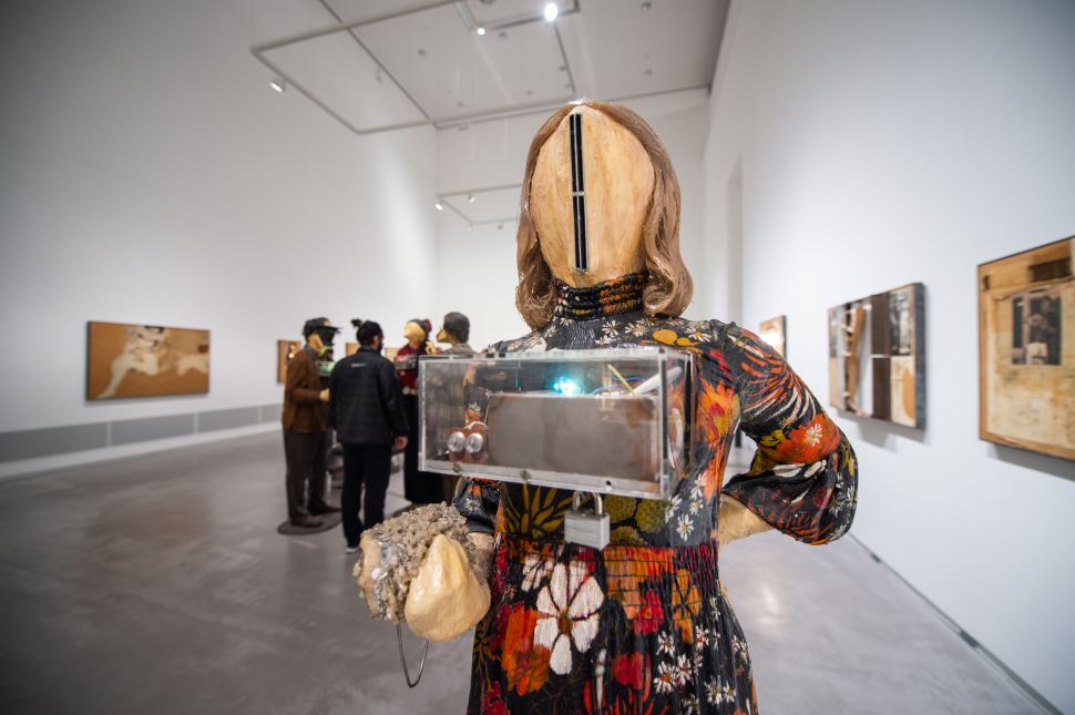 A figure by Kienholz stands in the Berlinische Galerie during Berlin Art Week 2018.