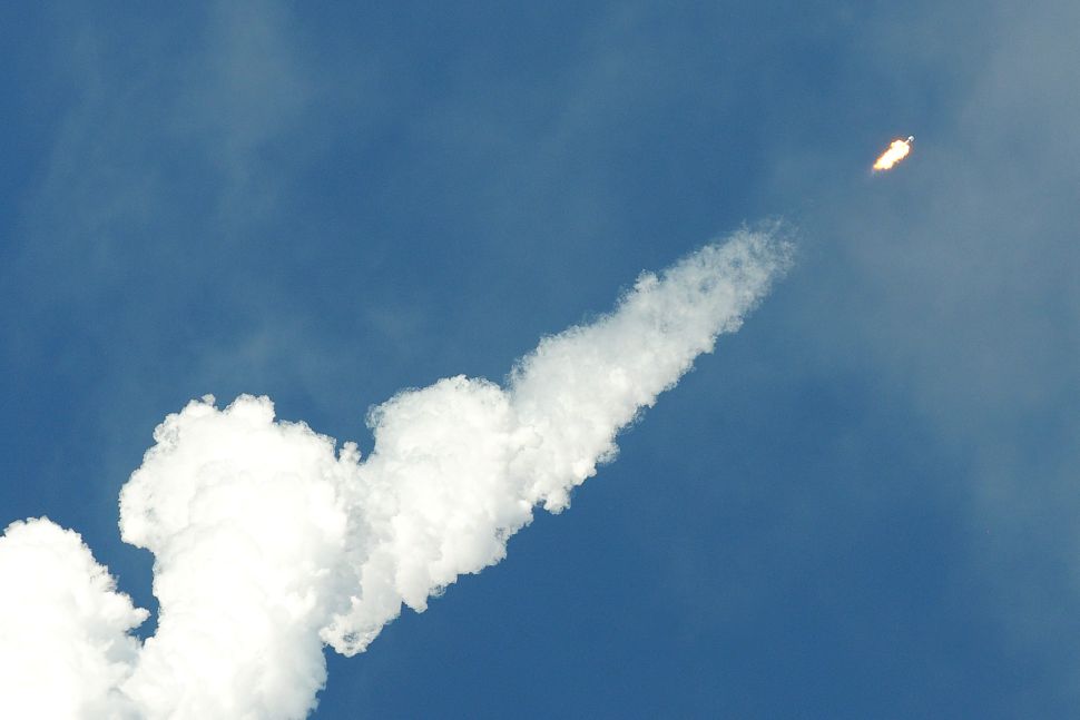 A SpaceX Falcon 9 rocket leaves a trail after successfully being launched from Cape Canaveral Air Force Station on November 11 carrying 60 Starlink satellites.