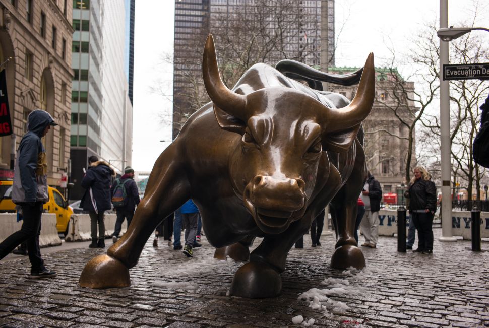 'Charging Bull' sculpture in New York City's Financial District. 