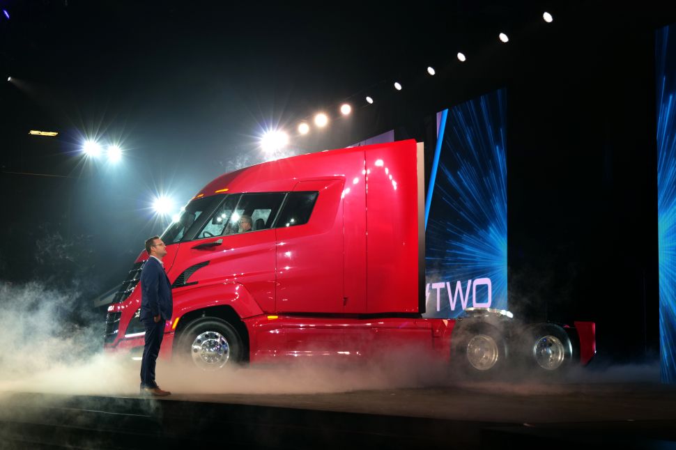 Trevor Milton introduces Nikola Two during a launch event on April 17, 2019.