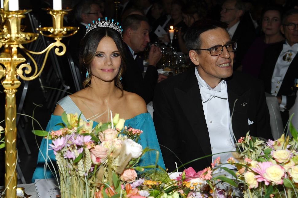 Princess Sofia of Sweden (L) and Professor Didier Queloz, laureate of the Nobel Prize in Physics, attend the Nobel Prize Banquet 2019 at City Hall on December 10, 2019 in Stockholm, Sweden.