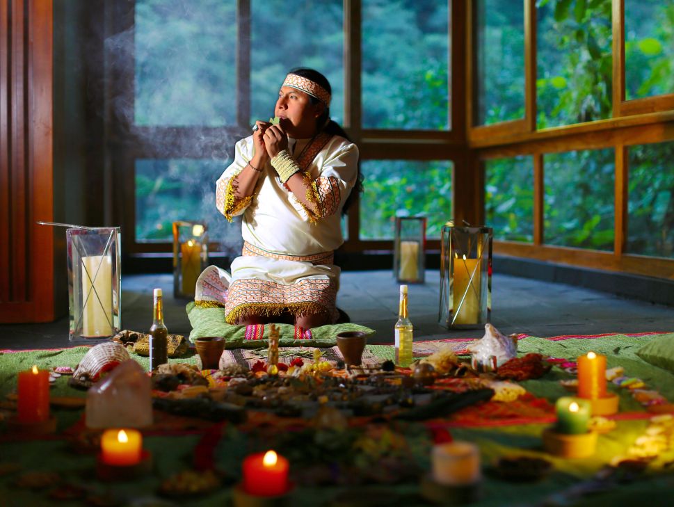 A shaman comes to the hotel for rituals and ceremonies.
