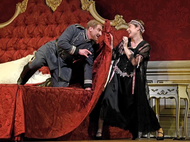 Sexy beast Ochs (Günther Groissböck) tries out his moves on the disguised Octavian (Magdalena Kožená).