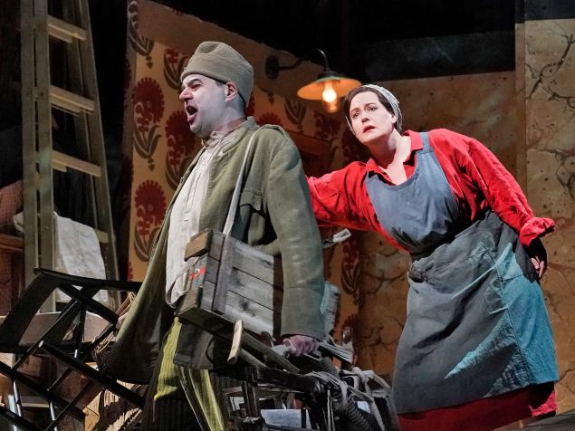 Peter Mattei in the title role and Elza van den Heever as Marie in William Kentridge's new production of Berg's 'Wozzeck'.