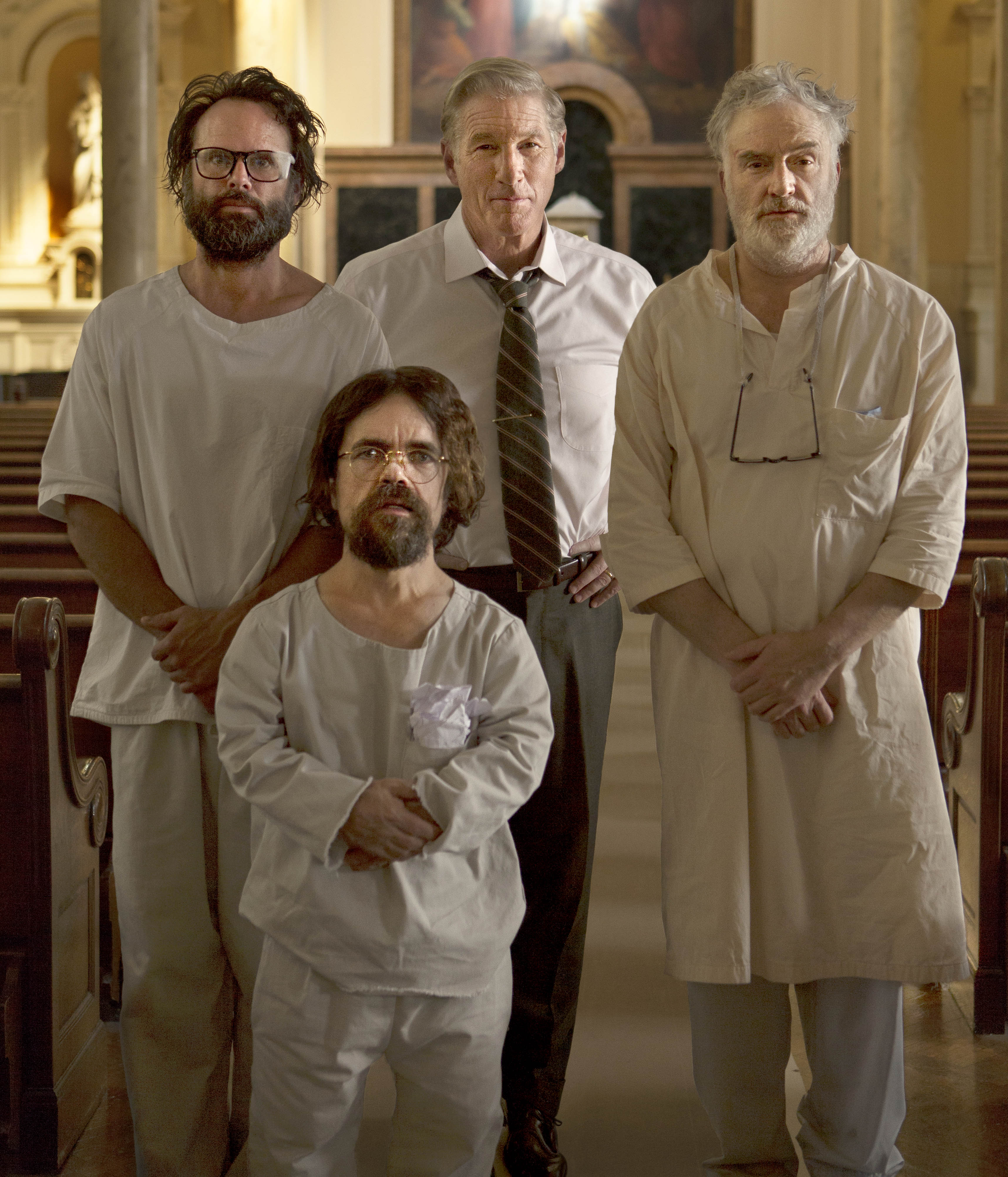 From left: Walton Goggins, Peter Dinklage, Richard Gere and Bradley Whitford in Three Christs