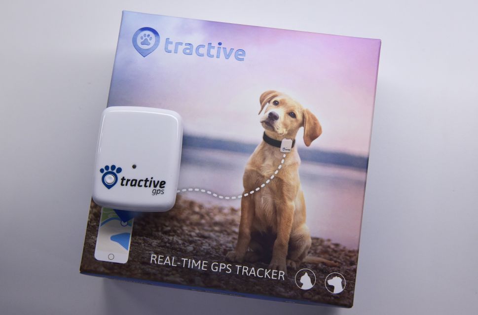 A Tractive GPS pet tracker.