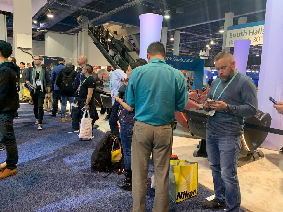 A waiting line outside the OHCO booth.