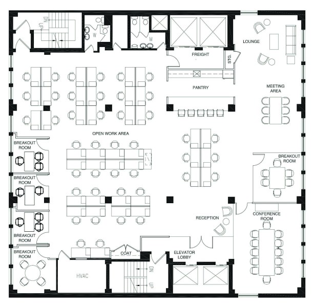 Blueprint of 142 West 36th Street_12th Fl_View the Space's office space.