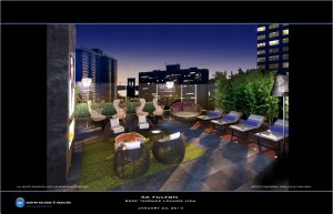 Rendering of the roof lounge at 56 Fulton Street.