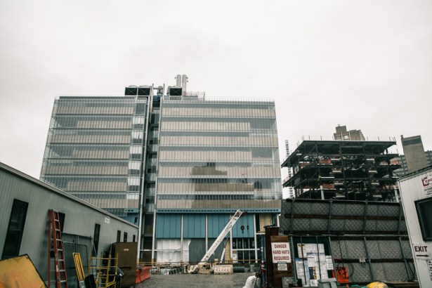 The Jerome M. Greene Science Center and Lenfest Center For the Arts are topped out.