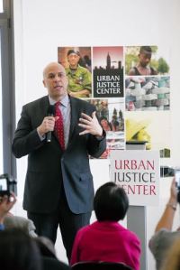 U.S. Senator Cory Booker spoke at a ribbon-cutting ceremony for the Center at 40 Rector Street in Lower Manhattan.