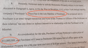  This section reveals that Peter Fine is the buyer and will be paying $13 million.